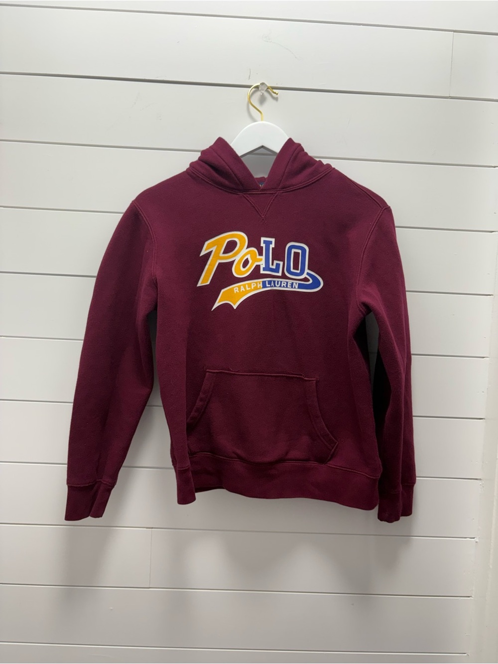 Polo by Ralph Lauren Maroon Crewneck Hoodie with Multi-Color Logo